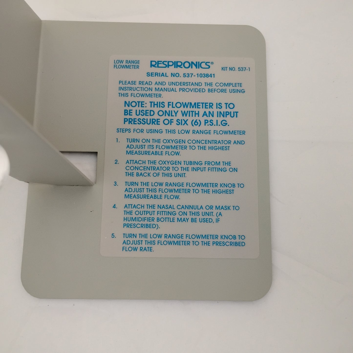 Respironics Low Range Flowmeter