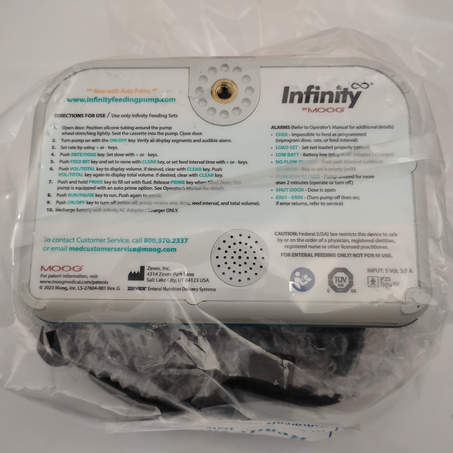 Moog EnteraLite Infinity Enteral Feeding Pump – Portable & Patient-Ready, with power supply