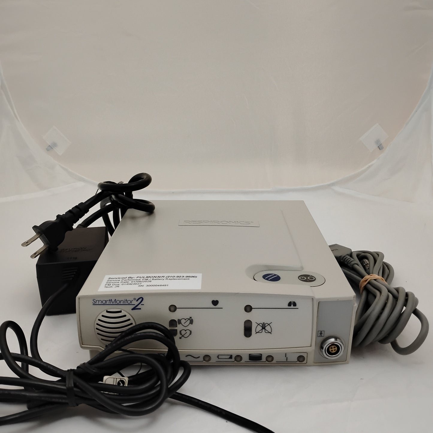 Respironics Smart Monitor 2 - complete with power supply and patient cable.