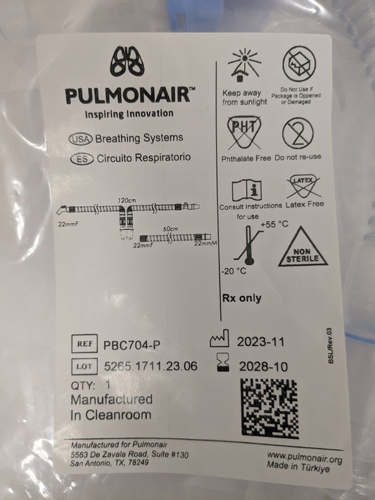 Breathing Circuits (Pediatrics) 15mm, 120 cm+ watertrap, 60cm + whisper valve